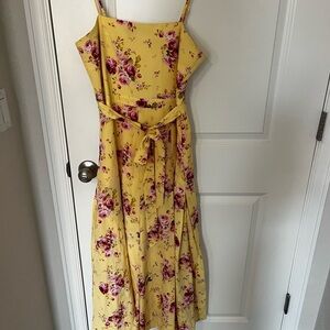 Likely Sunshine Yellow Dress with Pink Floral Accents